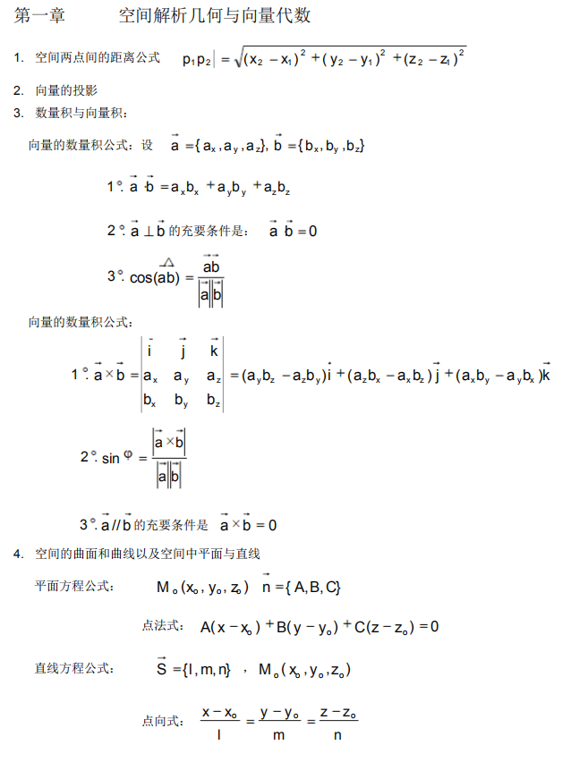 自考00023高等数学(工本)重点知识点