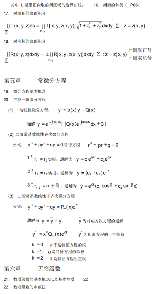 自考00023高等數(shù)學(xué)(工本)公式大全