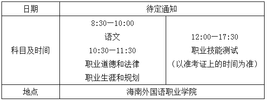 2019年海南省高等职业院校对口单独考试招生时间安排表.png