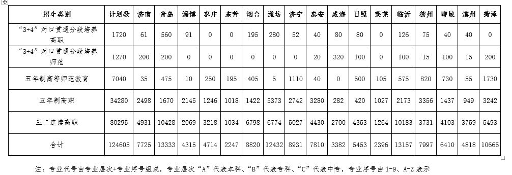 山东省2019年初中后高等职业教育、高等师范教育学校分市招生计划汇总表.JPG