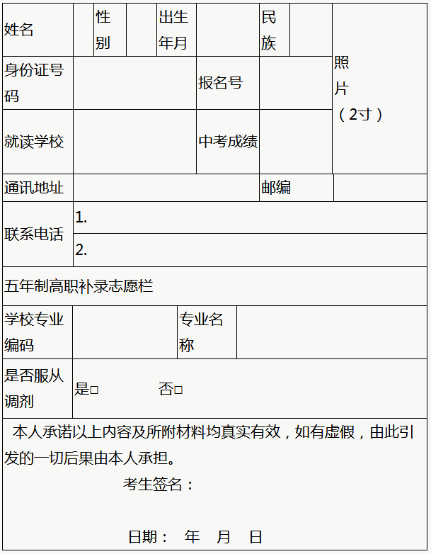 漳州城市职业学院2019年五年制高职补录报名表.png