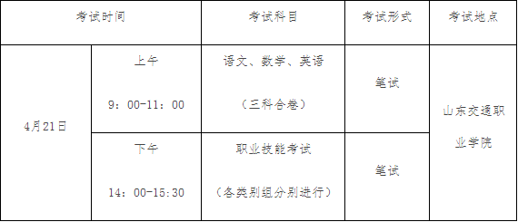 山东交通职业学院2019年单独招生考试安排.png