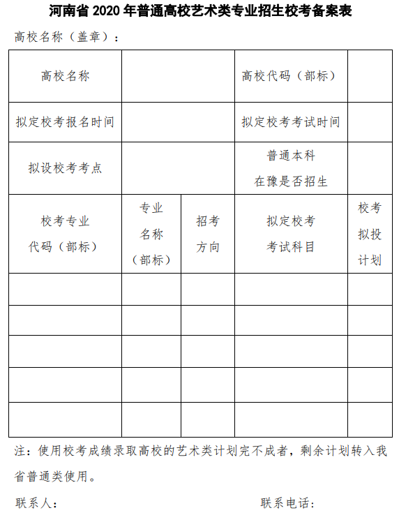 河南省2020年普通高校藝術(shù)類專業(yè)招生校考備案表.png