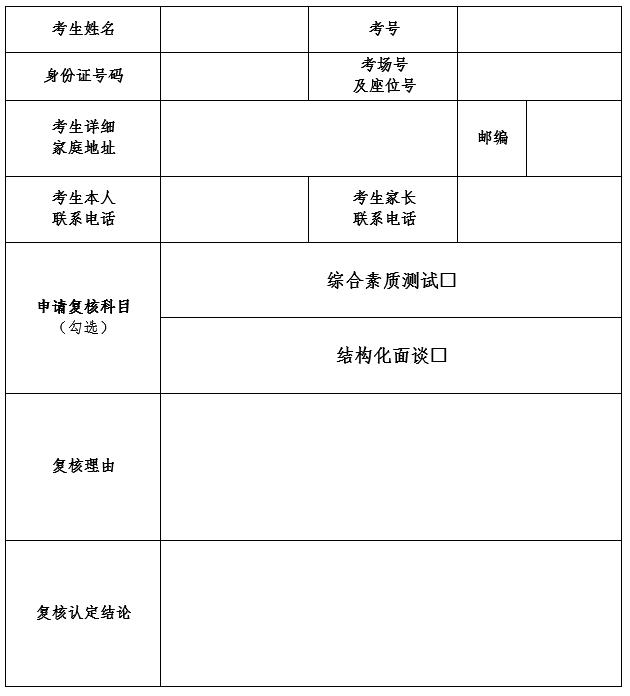 哈爾濱職業(yè)技術(shù)學(xué)院2019年專項(xiàng)擴(kuò)招和自主招生考試成績(jī)復(fù)核申請(qǐng)表.png