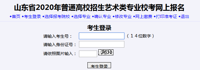 山东省2020年普通高校招生艺术类专业校考网上报名入口.png