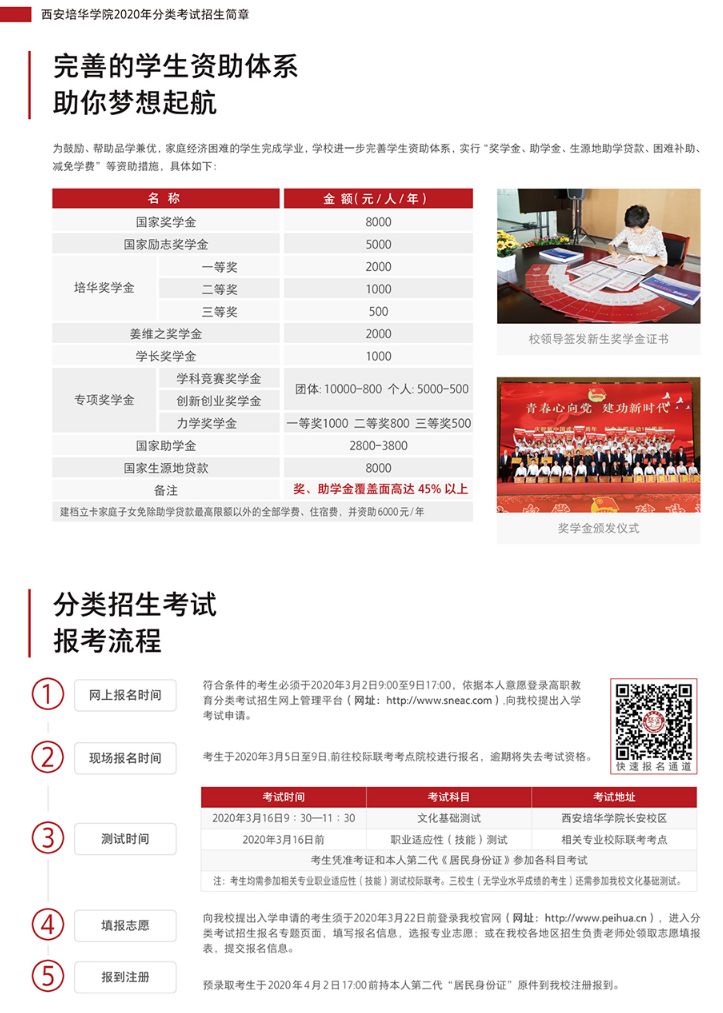 西安培华学院2020分类考试招生简章(图)