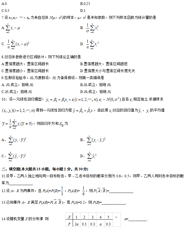 全國2012年10月自考概率論與數(shù)理統(tǒng)計(jì)（經(jīng)管類）真題2.png