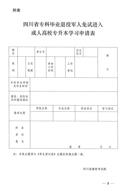 四川省教育考试院《关于做好我省专科毕业退役军人免试进入成人高校本科阶段学习招生工作的通知》.png