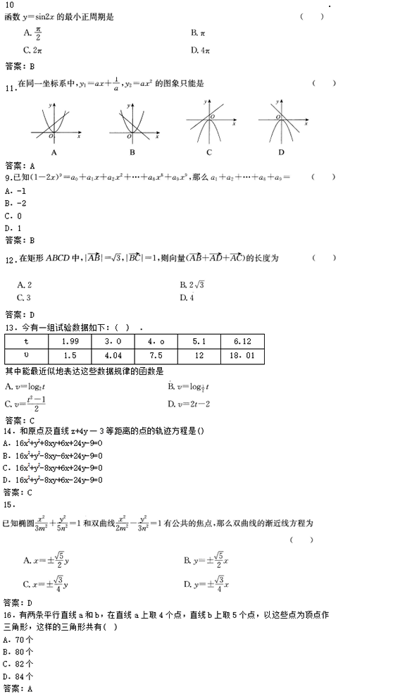 2019年成考高起點數學(理)模擬考試及答案一.png